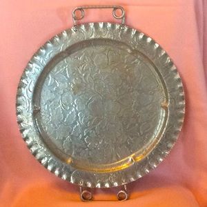FINAL SALE PRICE Floral & Fruit Aluminum Stamp Tray w/Scallop Edge